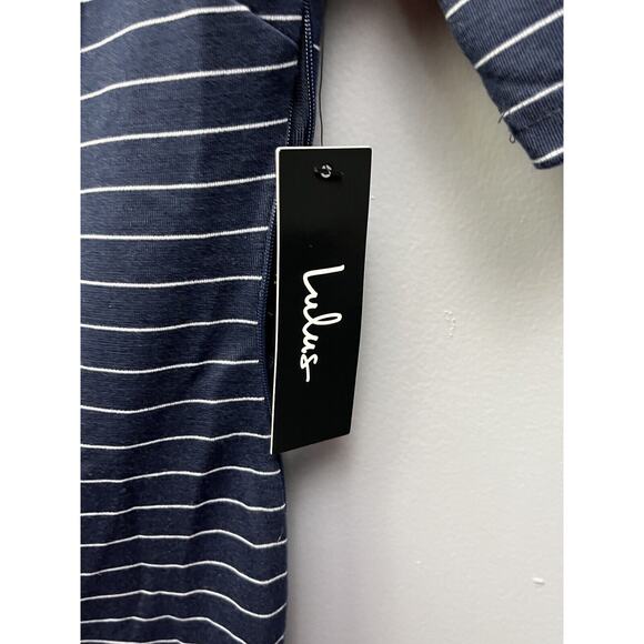 Lulus Pencil Dress‎ Womens Size Small Navy White Striped Short Sleeves NEW - Picture 4 of 6